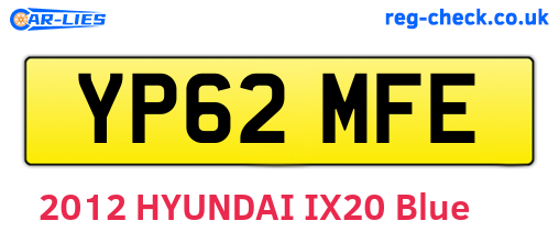 YP62MFE are the vehicle registration plates.