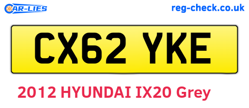 CX62YKE are the vehicle registration plates.