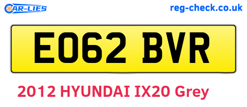 EO62BVR are the vehicle registration plates.