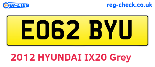 EO62BYU are the vehicle registration plates.