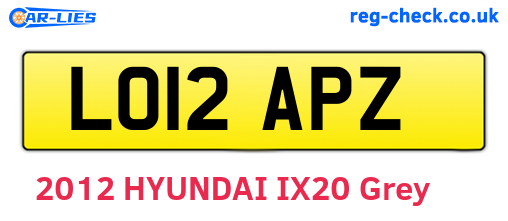 LO12APZ are the vehicle registration plates.