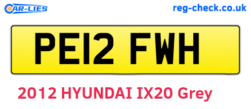 PE12FWH are the vehicle registration plates.