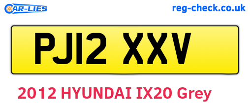 PJ12XXV are the vehicle registration plates.