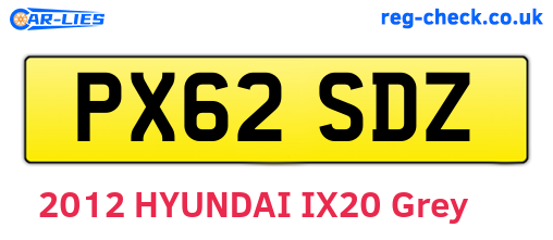 PX62SDZ are the vehicle registration plates.