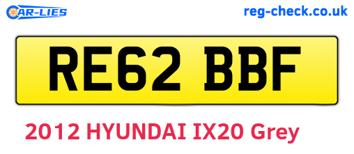 RE62BBF are the vehicle registration plates.