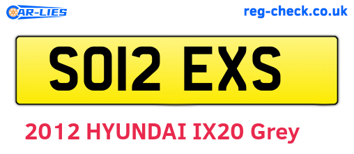 SO12EXS are the vehicle registration plates.