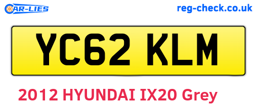 YC62KLM are the vehicle registration plates.