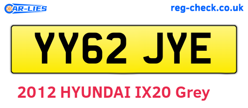 YY62JYE are the vehicle registration plates.