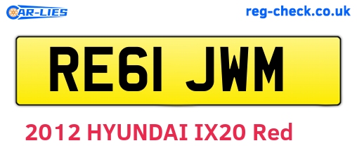 RE61JWM are the vehicle registration plates.