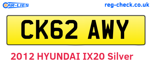 CK62AWY are the vehicle registration plates.