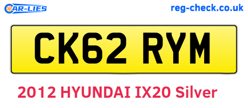 CK62RYM are the vehicle registration plates.