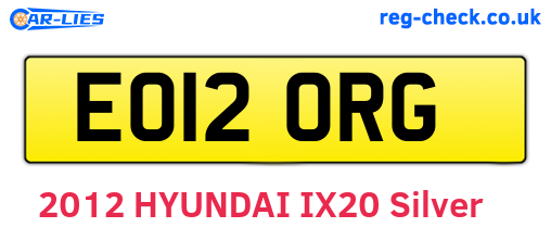 EO12ORG are the vehicle registration plates.