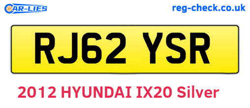 RJ62YSR are the vehicle registration plates.