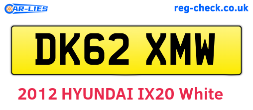 DK62XMW are the vehicle registration plates.