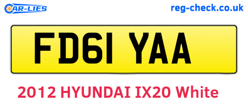 FD61YAA are the vehicle registration plates.