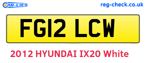 FG12LCW are the vehicle registration plates.