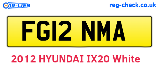 FG12NMA are the vehicle registration plates.