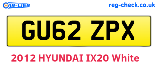 GU62ZPX are the vehicle registration plates.