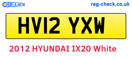 HV12YXW are the vehicle registration plates.