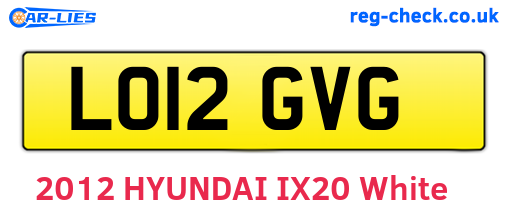 LO12GVG are the vehicle registration plates.