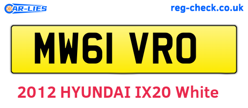 MW61VRO are the vehicle registration plates.
