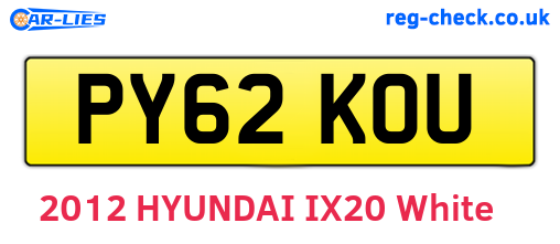 PY62KOU are the vehicle registration plates.
