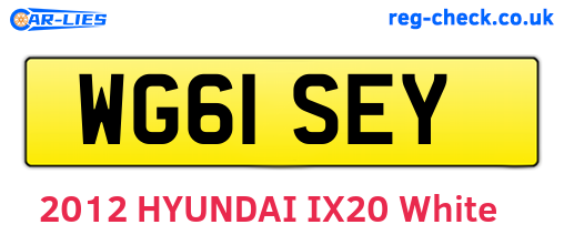 WG61SEY are the vehicle registration plates.