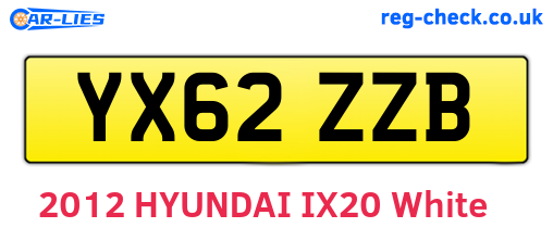 YX62ZZB are the vehicle registration plates.