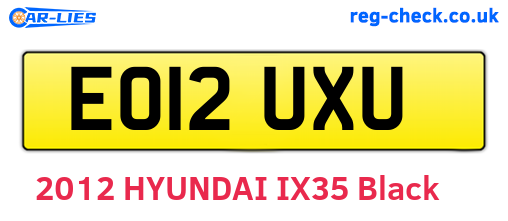 EO12UXU are the vehicle registration plates.