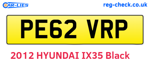 PE62VRP are the vehicle registration plates.