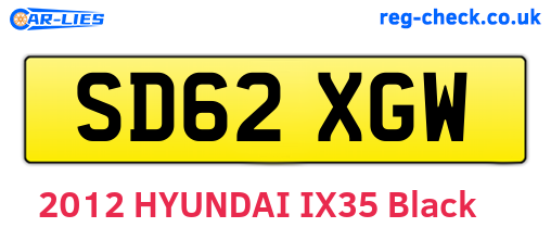 SD62XGW are the vehicle registration plates.