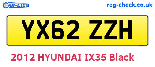 YX62ZZH are the vehicle registration plates.