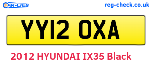 YY12OXA are the vehicle registration plates.