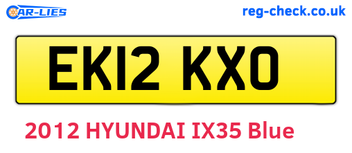 EK12KXO are the vehicle registration plates.