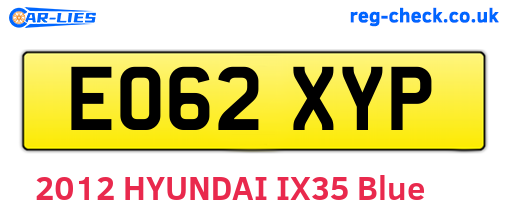 EO62XYP are the vehicle registration plates.