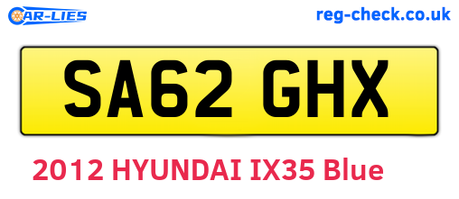 SA62GHX are the vehicle registration plates.