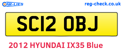 SC12OBJ are the vehicle registration plates.