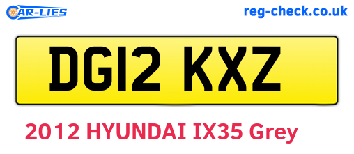 DG12KXZ are the vehicle registration plates.