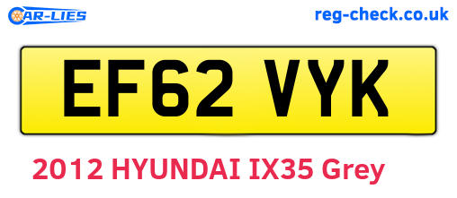 EF62VYK are the vehicle registration plates.
