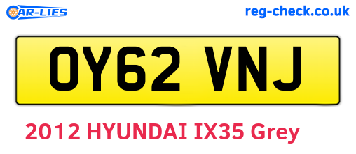 OY62VNJ are the vehicle registration plates.
