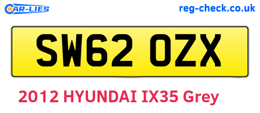 SW62OZX are the vehicle registration plates.