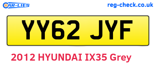 YY62JYF are the vehicle registration plates.