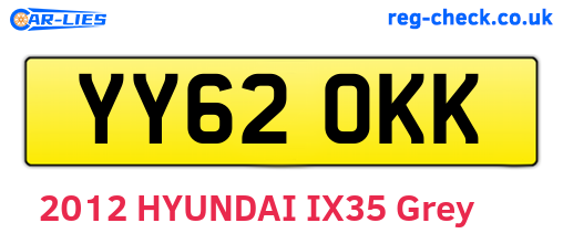 YY62OKK are the vehicle registration plates.