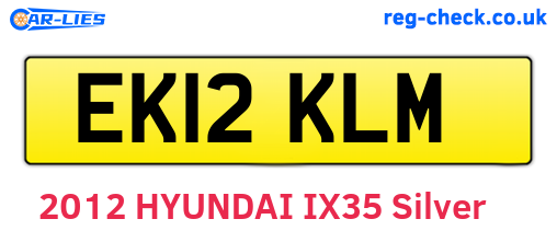 EK12KLM are the vehicle registration plates.