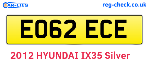 EO62ECE are the vehicle registration plates.