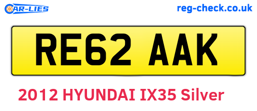 RE62AAK are the vehicle registration plates.