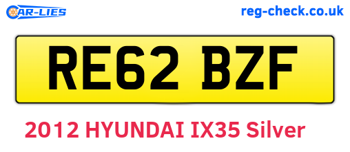 RE62BZF are the vehicle registration plates.
