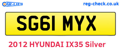 SG61MYX are the vehicle registration plates.