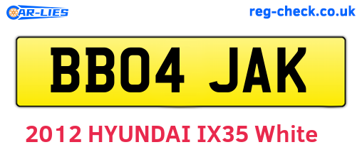 BB04JAK are the vehicle registration plates.