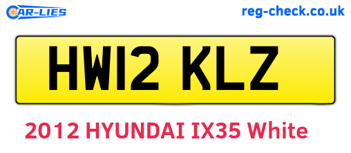 HW12KLZ are the vehicle registration plates.